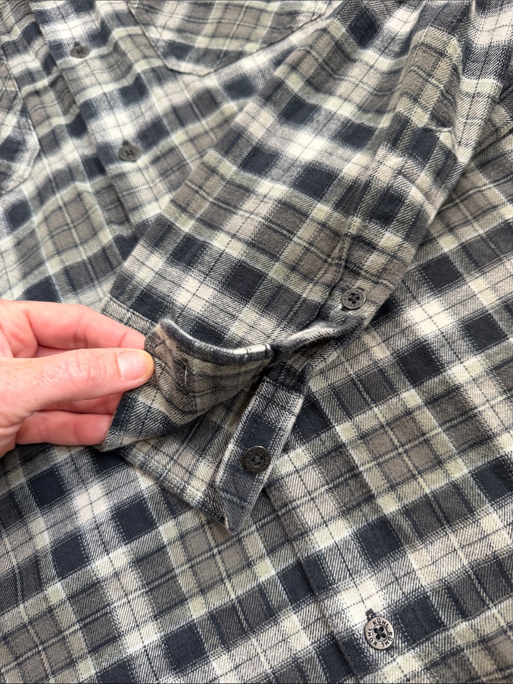 KUHL DILLINGR FLANNEL Classic Casual Everyday Button Up Shirt Gray Medium $99 - Picture 6 of 11